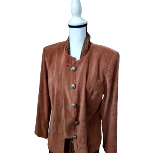 Vtg Leslie Fay Blazer Skirt & Scarf Set US 4 - Picture 7 of 15